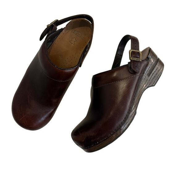 Dansko Shoes - Dansko Leather Clogs Slip On Brown Womens 42 US 11-12 Adjustable Back Strap